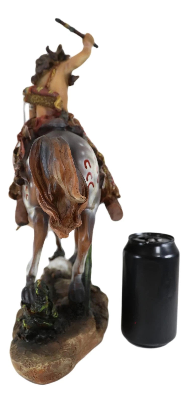 Native Indian Chief Warrior With Hand Axe Charging On Warpath Horse Figurine-3
