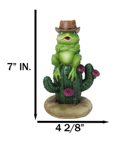 Western Outlaw Cowboy Frog On Cactus Backflow Incense Cone Burner Figurine-4