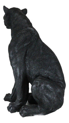 Realistic Large Black Ghost Panther Jaguar Hunter 20"H Garden Patio Statue-3