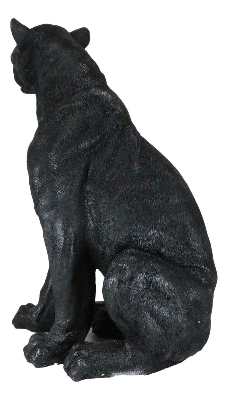 Realistic Large Black Ghost Panther Jaguar Hunter 20"H Garden Patio Statue-3
