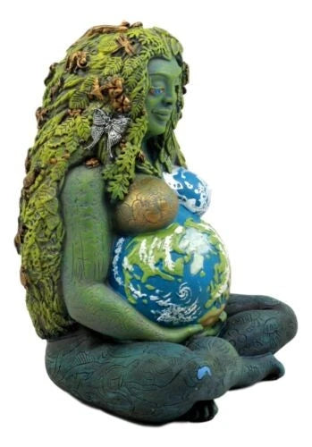 7" Millennial Gaia Mother Goddess Te Fiti Statue Oberon Zell (Earth Green)-2