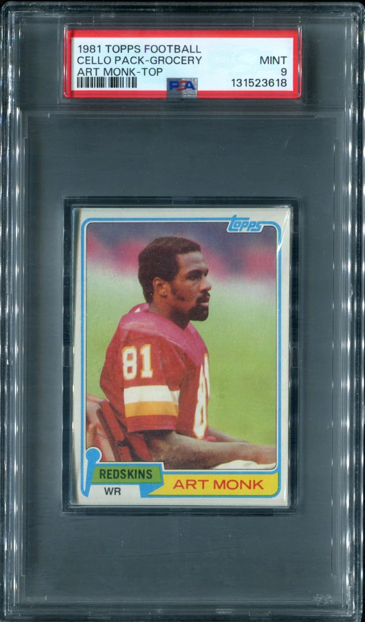 1981 Topps Football Unopened Grocery Cello Pack PSA 9 Monk RC Top *3618-1
