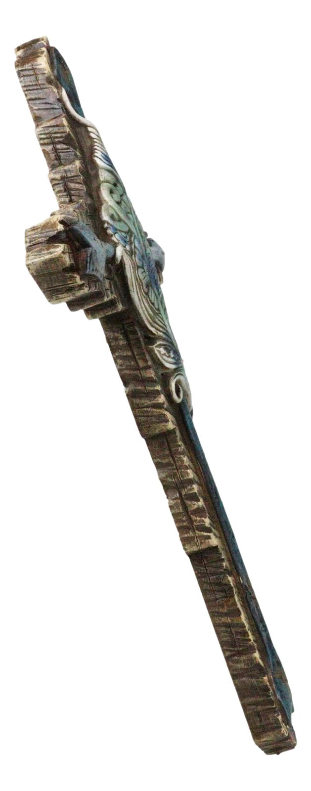 Southwestern Tribal Indian Feather And Turquoise Arrows Faux Wooden Wall Cross-2