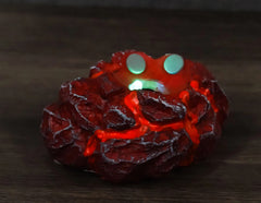Huevo de dragón verde en vidrio acrílico con cristales de agua y bases de roca de lava LED.-2