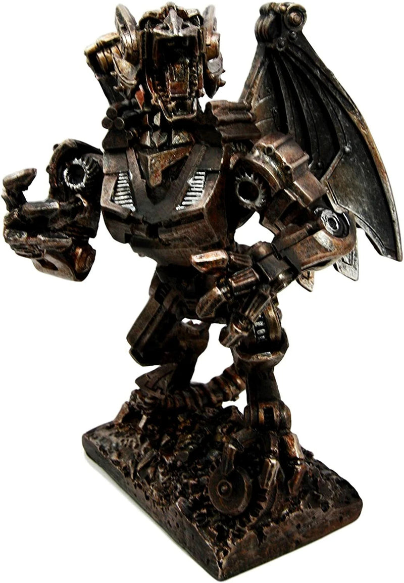 Steampunk Gearwork Mechanical Robotic Cyborg Winged Dragon Figurine Statue-3