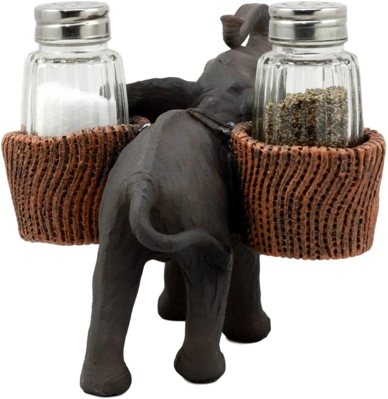 Juego de salero y pimentero de cristal con forma de elefante trompetero de Savanna Calls-2