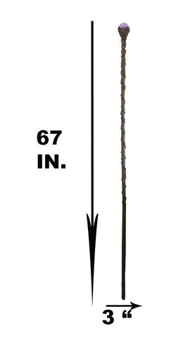 Bastón de vides retorcidas del mago Merlín con mango de orbe morado, 170 cm de largo-2