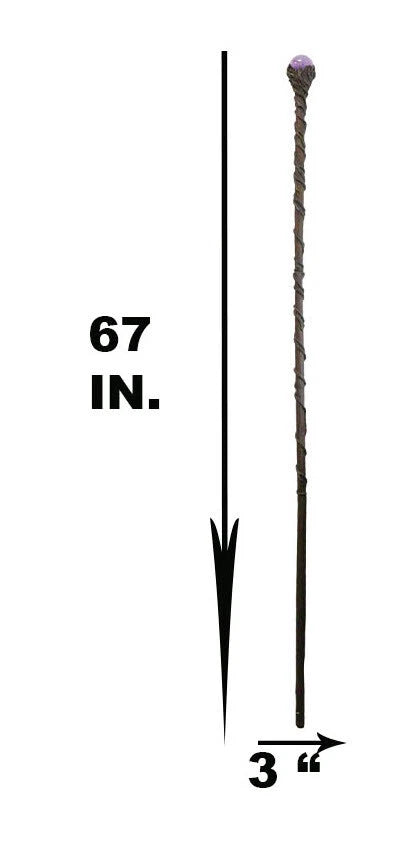 Merlin The Wizard Sorcerer Twisted Vines Staff With Purple Orb Handle 67" Long