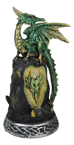 Green Dragon with LED Light On Crystal Mountain 7.5 Inches Tall Collection-3