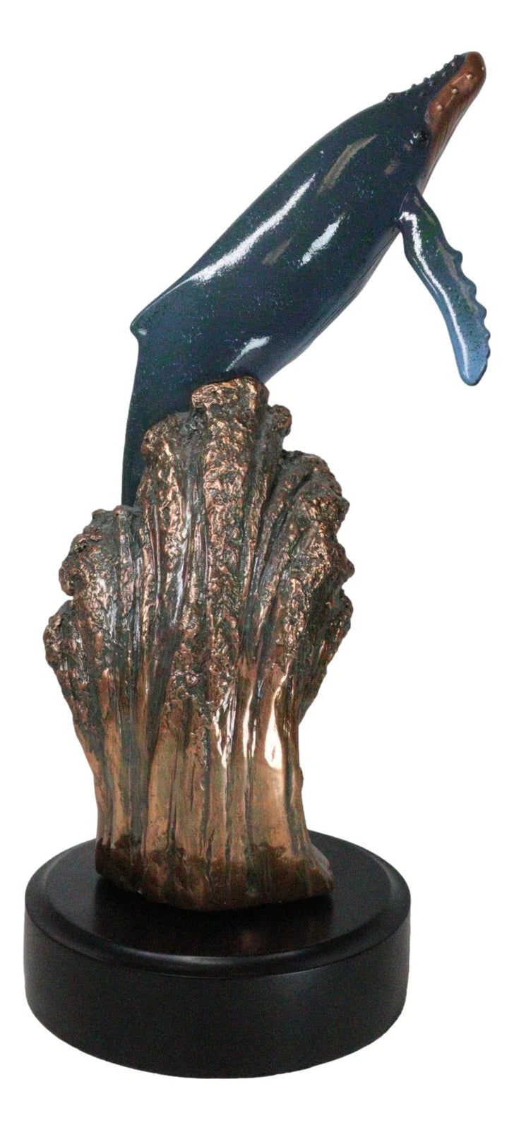 Large Nautical Ocean Marine Baleen Humpback Whale Breaching Water Statue-3
