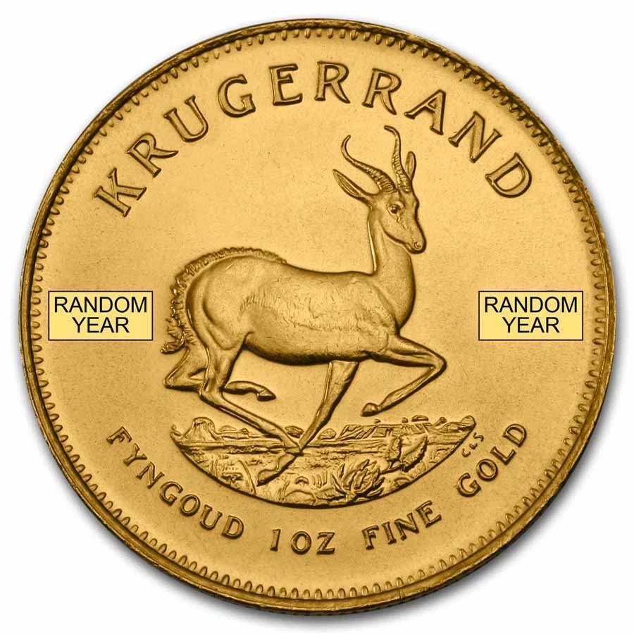 1 Oz South Africa Krugerrand Uncirculated  Gold Coin BU .999 Fine | Random Year Numismatic Collectible Coin
