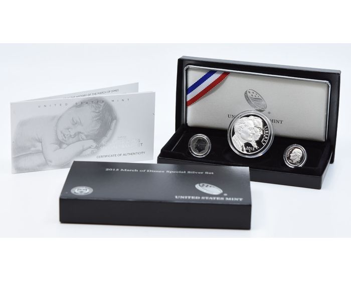 2015 March of Dimes Special 3-Coin Silver Set in Original Government Packagaing