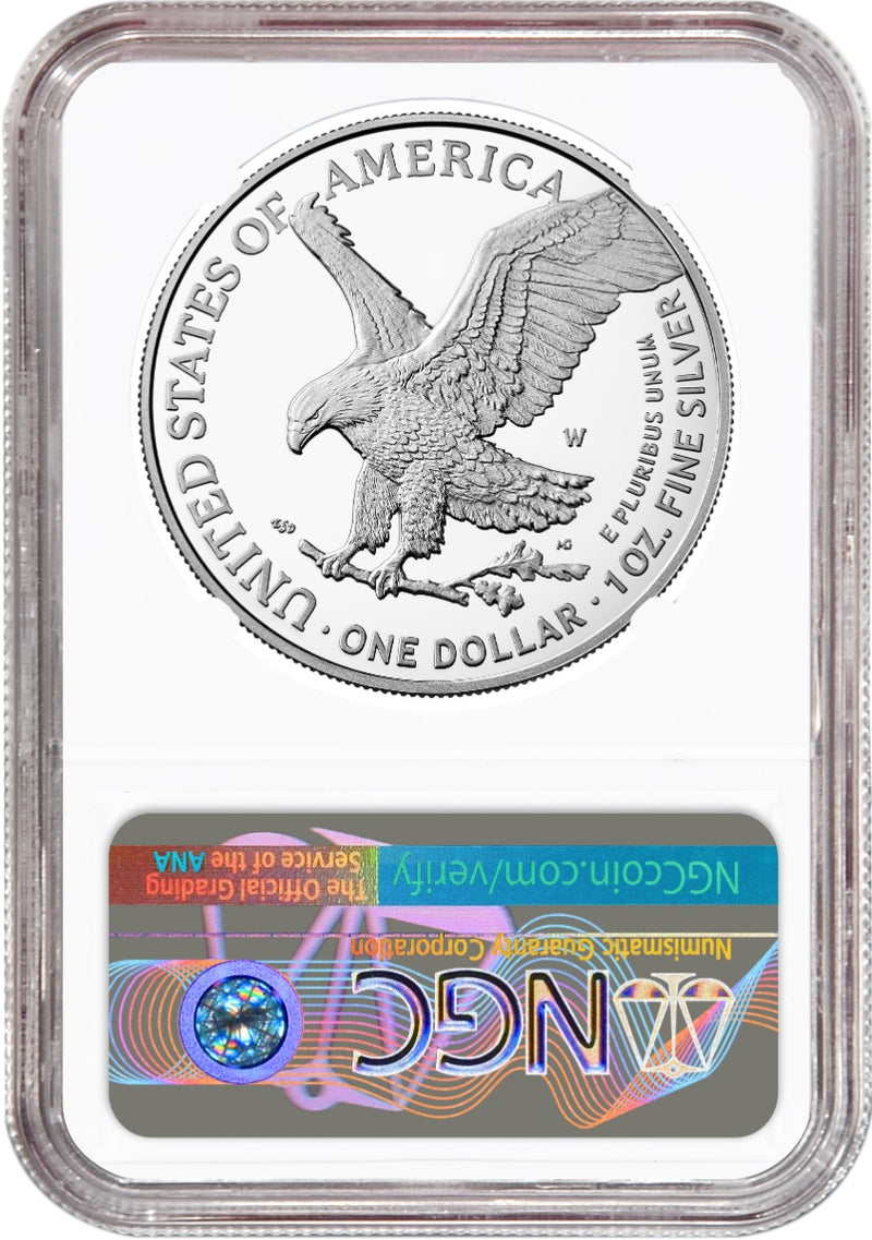 Moneda American Silver Eagle PF-70 (NGC) de 1 oz de prueba del año 2025-W-2