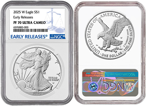 Moneda American Silver Eagle PF-70 (NGC) de 1 oz de prueba del año 2025-W
