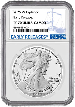 Moneda American Silver Eagle PF-70 (NGC) de 1 oz de prueba del año 2025-W-3