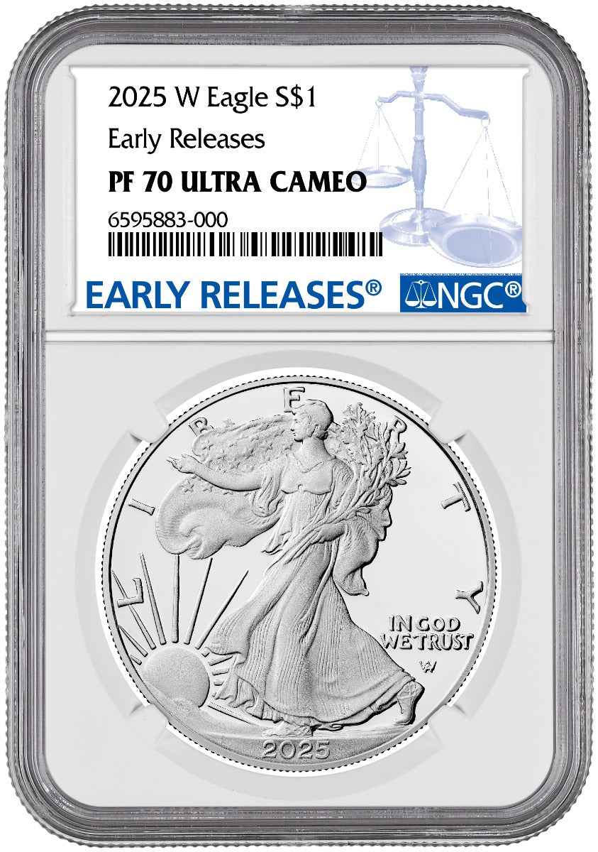 Moneda American Silver Eagle PF-70 (NGC) de 1 oz de prueba del año 2025-W-3