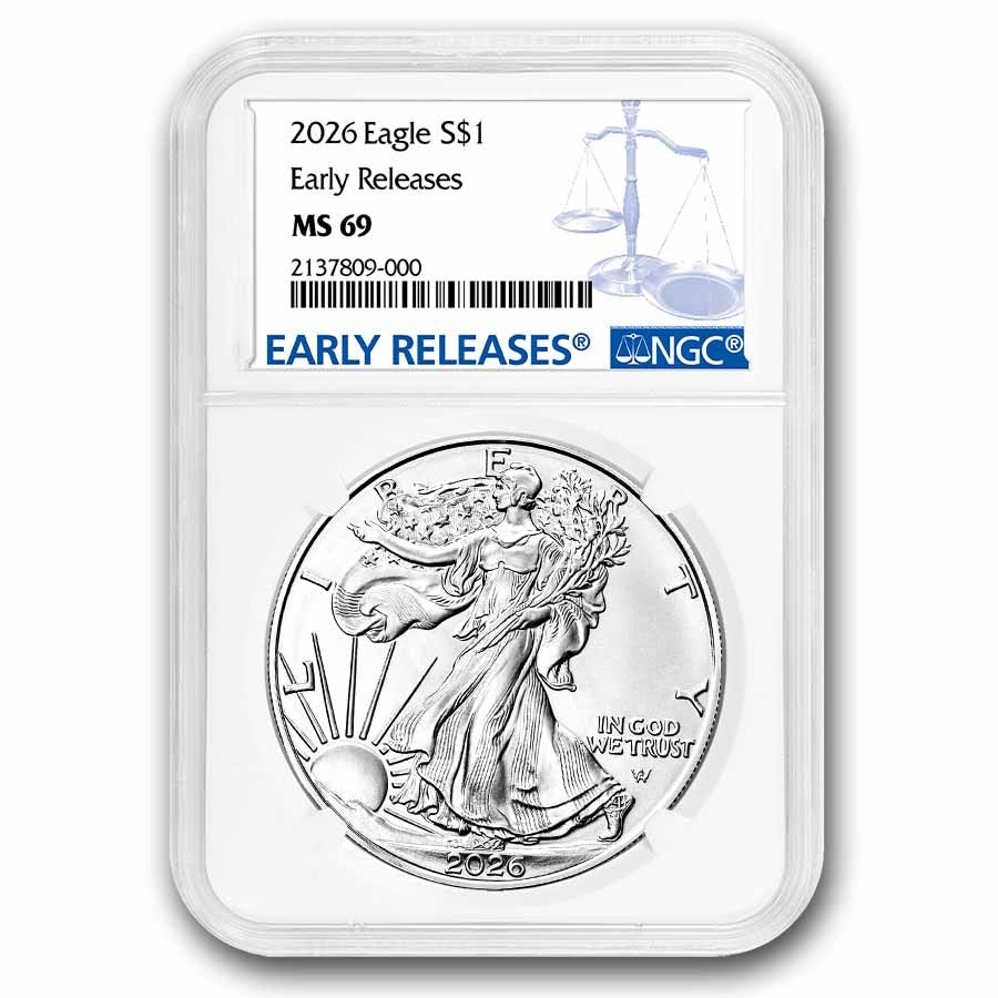 Moneda de plata americana MS-69 (NGC) de 1 onza de 2026-1