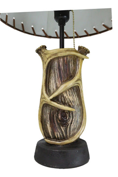 Rustic Western Hunters Lodge Deer Antlers On Driftwood Trunk Desktop Table Lamp-7