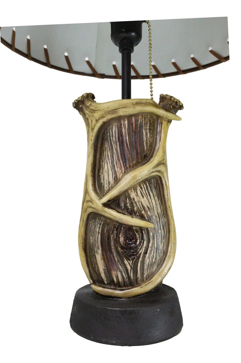Rustic Western Hunters Lodge Deer Antlers On Driftwood Trunk Desktop Table Lamp-7