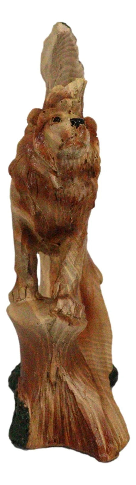 Safari Apex Predator Big Cat Lion King Faux Wood Cutout Carving Resin Figurine-4