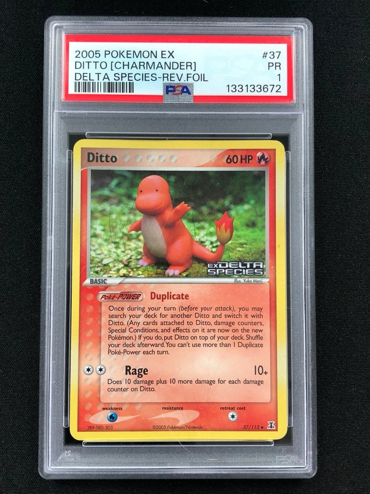 Pokemon 2005 Ditto [Charmander] 37/113 Reverse Holo PSA 1-1