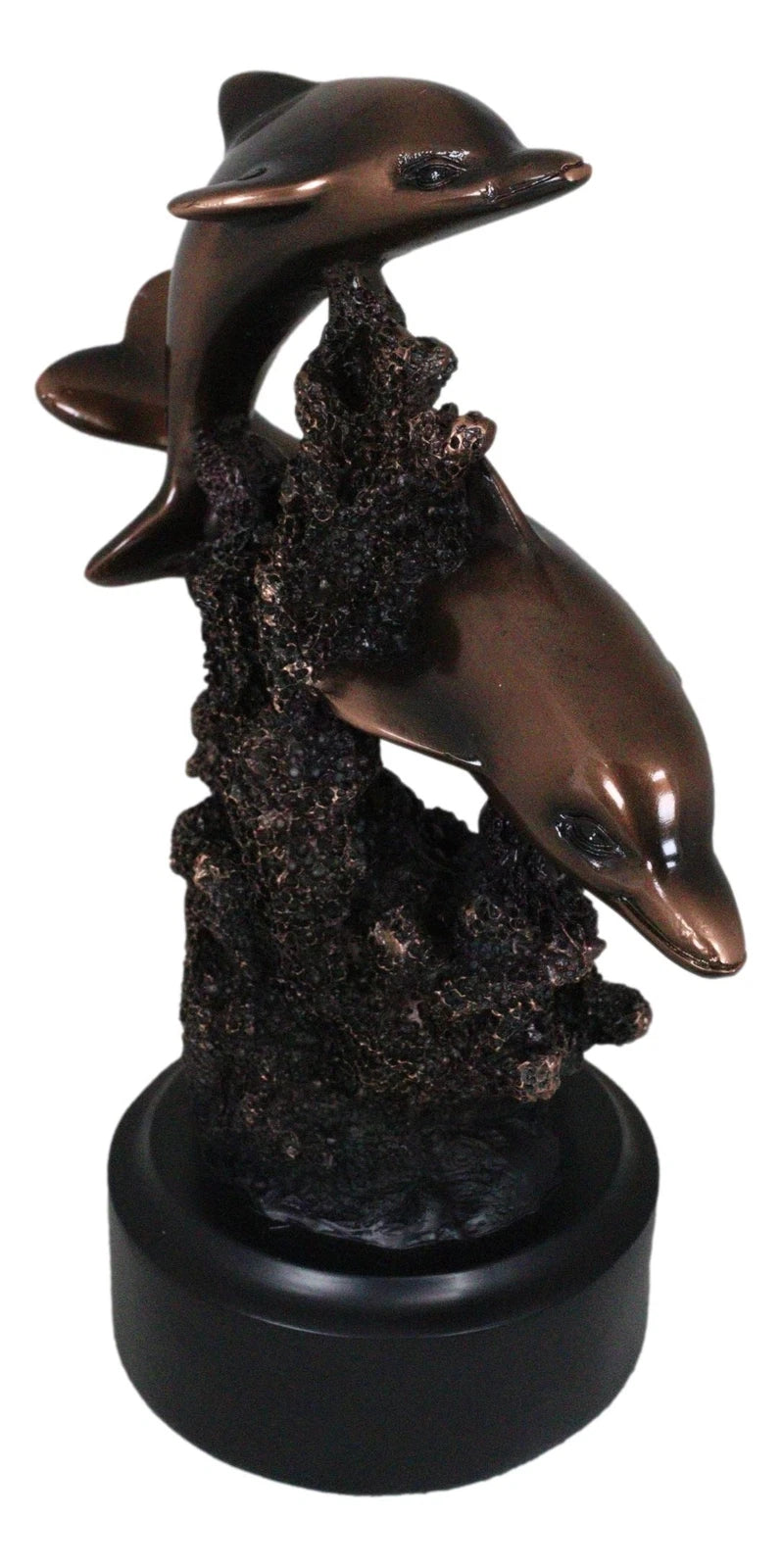 Gay Dolphins Swimming By Ocean Coral Reef Electroplated Bronze Resin Figurine-6