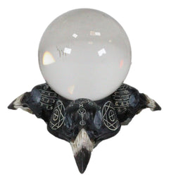 Wicca Psychic Raven Skulls Sacred Geometry Crystal Glass Gazing Ball Figurine-5