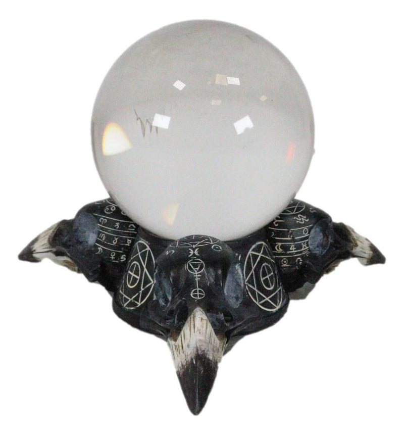 Wicca Psychic Raven Skulls Sacred Geometry Crystal Glass Gazing Ball Figurine-5