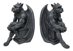Conjunto de figuras de sujetalibros con gárgolas, centinelas y pedestales de la gárgola gótica de la noche-5