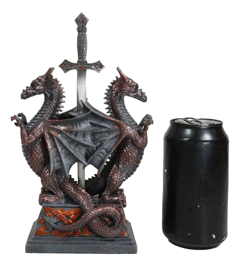 Guardian Double Dragons With Celtic Rune Sword Letter Opener Figurine Set-6