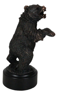 Estatua decorativa de resina galvanizada de bronce rugiente de oso negro occidental sobre sus patas traseras-5