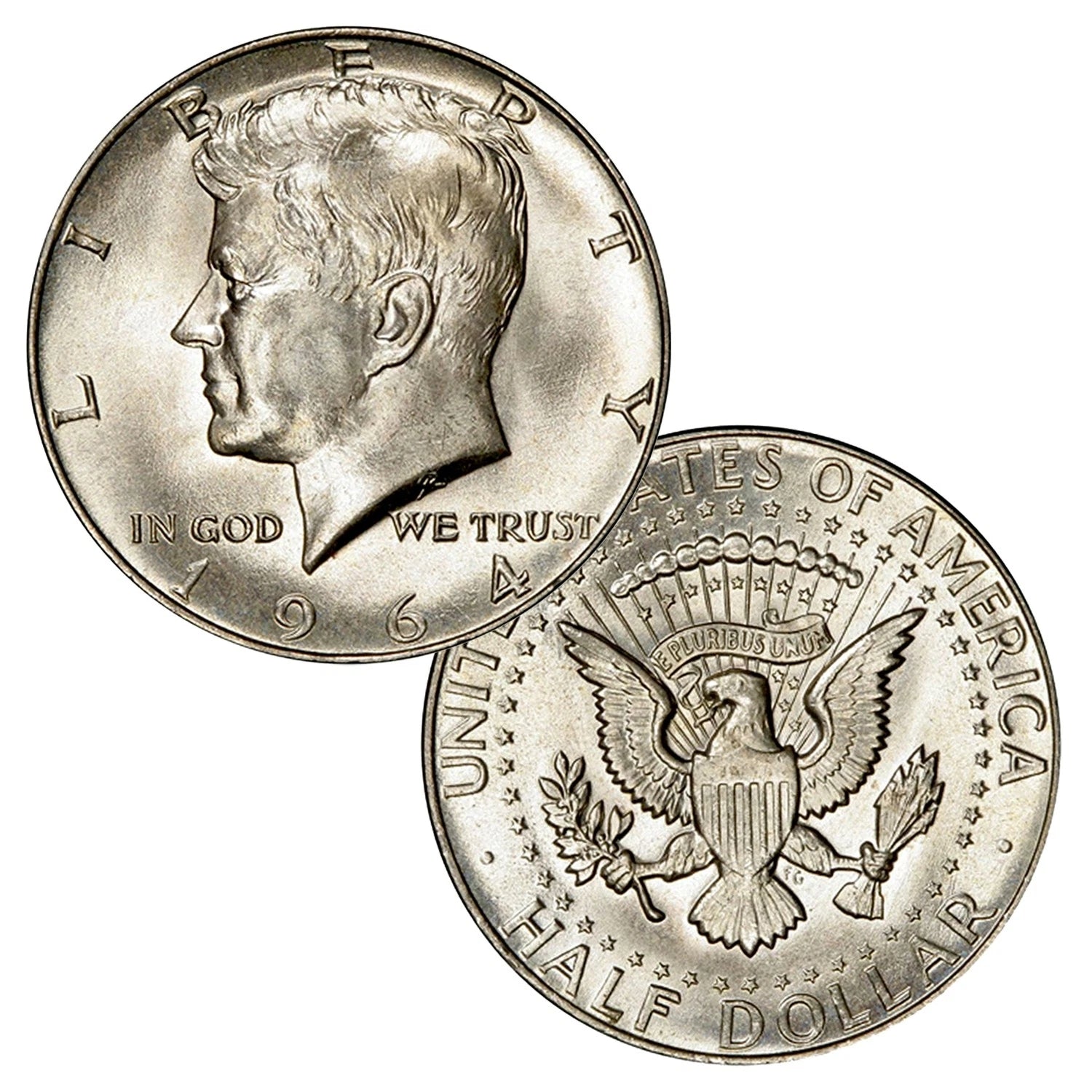$1 Face 90% Silver 1964 JFK Kennedy Half Dollars Brilliant Uncirculated BU-1