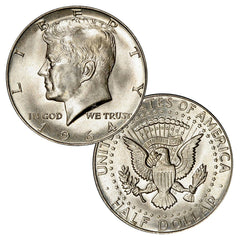 $1 Face 90% Silver 1964 JFK Kennedy Half Dollars Brilliant Uncirculated BU-1