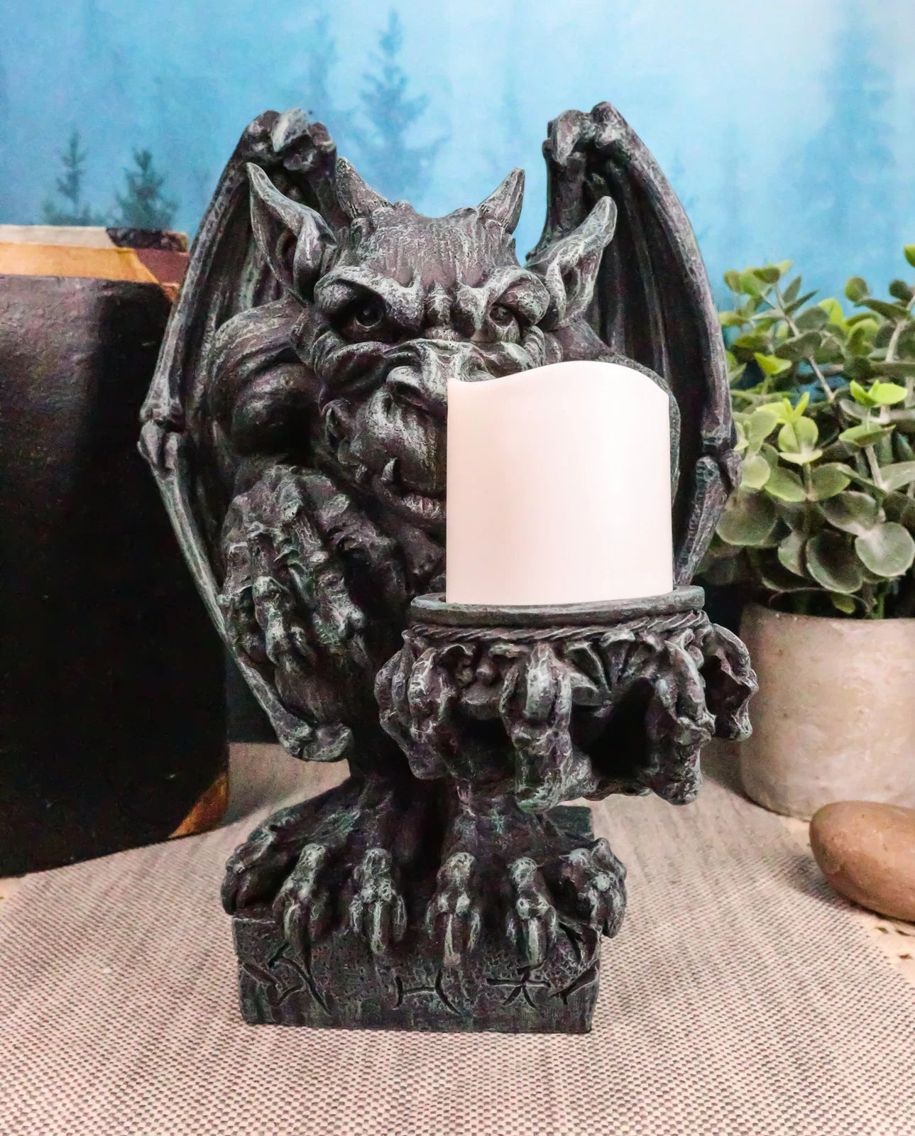 Squatting Gothic Gargoyle Candle Holder Guardian Servant Tea Light Castle Butler-1