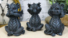 Whimsical Dragon Hatchlings See Hear Speak No Evil Baby Dragons Statue Set Of 3-1