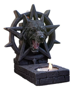 Gothic Alpha Wolf Pentagram Wheel Candle And Backflow Incense Cone Burner Holder-4