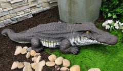 Estatua realista de cocodrilo merodeador de gran tamaño para jardín, 99 cm de largo-4