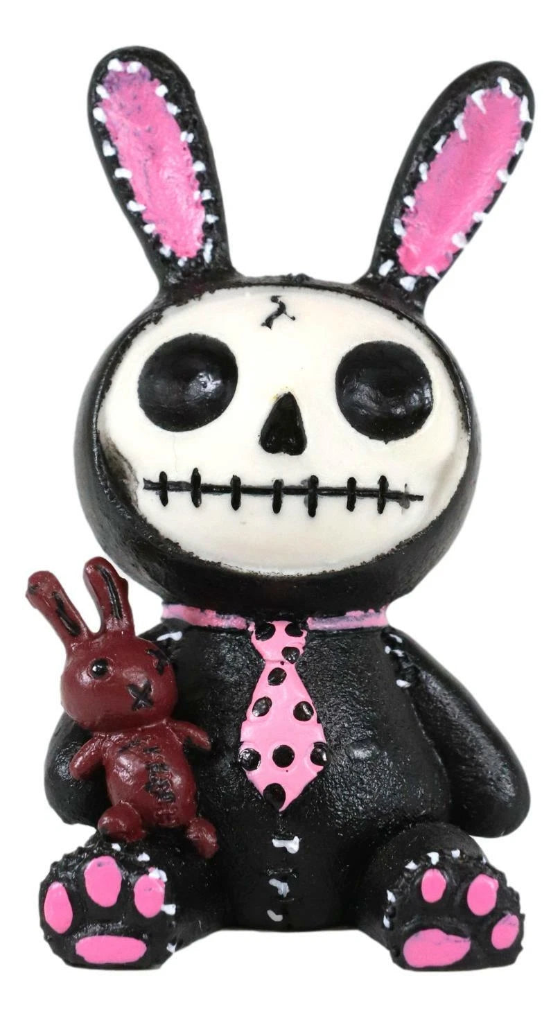 Furry Bones Bun Bun Black Pink Polkadot Tie Bunny Rabbit Skeleton Figurine-2
