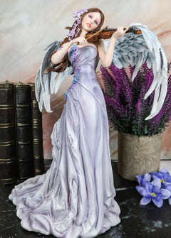 Large Inspirational Decor Angelic Lullaby Heavenly Angel Playing Violin Statue-1