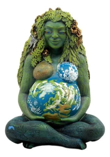7" Millennial Gaia Mother Goddess Te Fiti Statue Oberon Zell (Earth Green)-3