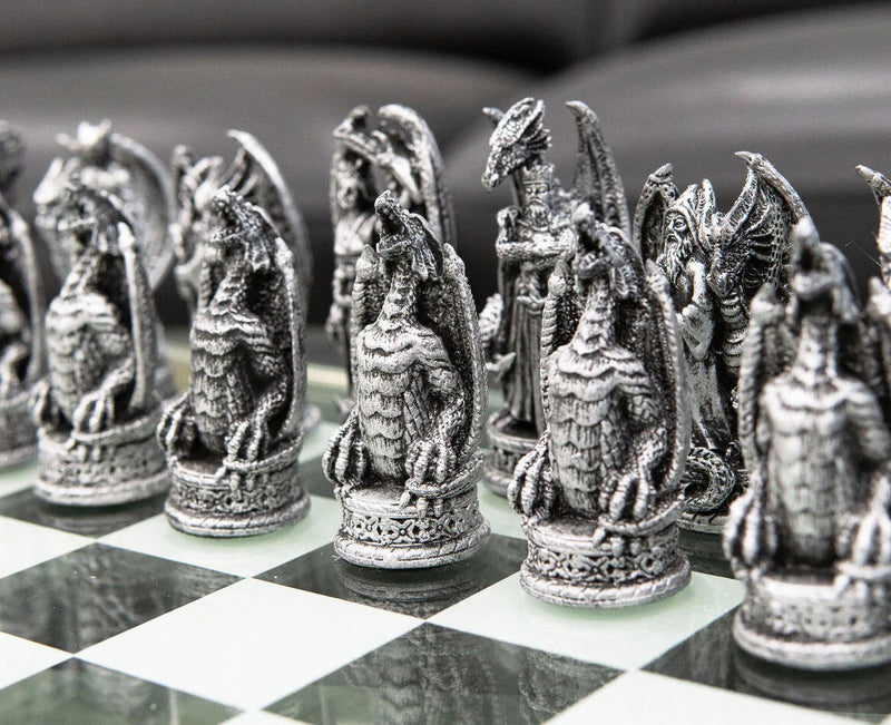 Silver Gold Fantasy Dungeons And Dragons Resin Chess Pieces Glass Board-6
