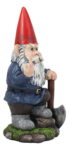 9" You Dig? Shovel Gnome Garden Greeter Gnome Dwarf Flip The Bird Statue-5