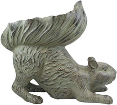 Aluminum Whimsical Crouching Bushy Tailed Squirrel Bird Feeder Garden Statue-5