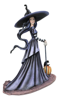 Amy Brown Halloween Pumpkin Gothic Ravenspell Crow Witch With Cane Figurine-5