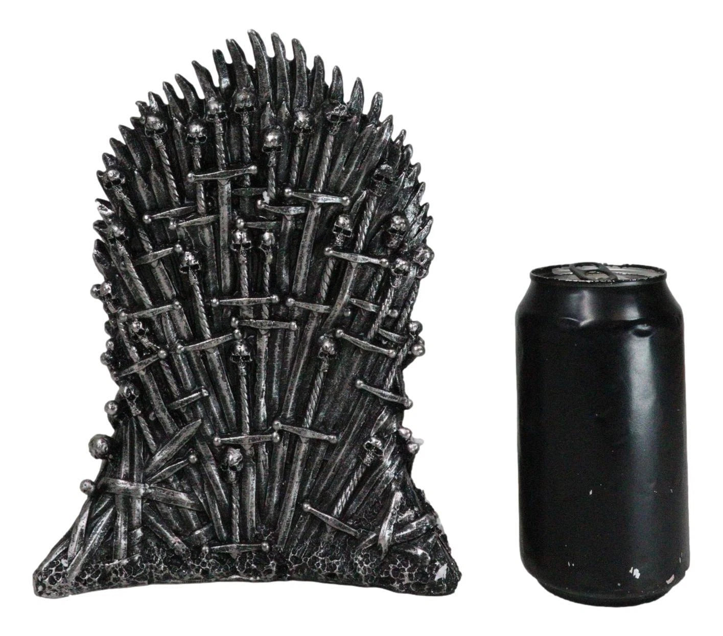Bronzite Dragon Sitting On Iron Throne Of Swords With Valyrian Blade Figurine-5