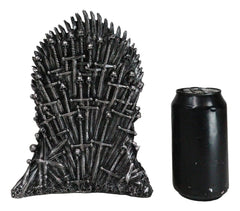 Bronzite Dragon Sitting On Iron Throne Of Swords With Valyrian Blade Figurine-5