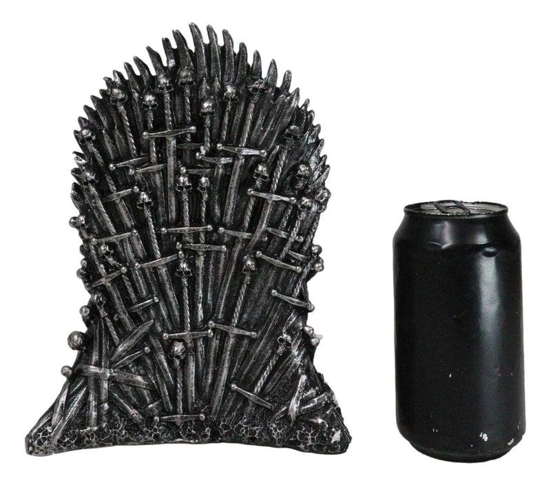 Bronzite Dragon Sitting On Iron Throne Of Swords With Valyrian Blade Figurine-5