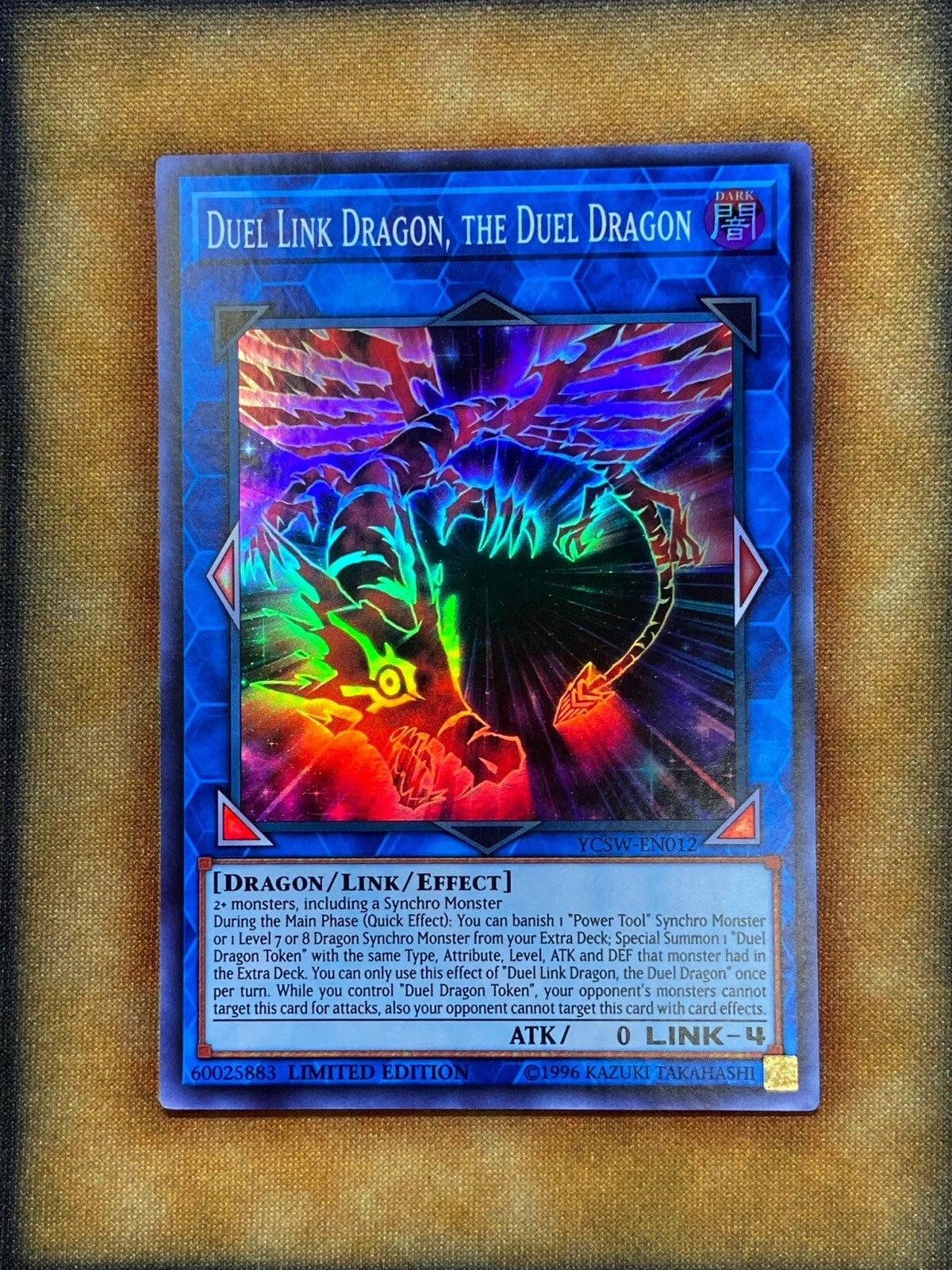 Yugioh Duel Link Dragon, The Duel Dragon YCSW-EN012 Super Rare PRIZE CARD NM (2)-1