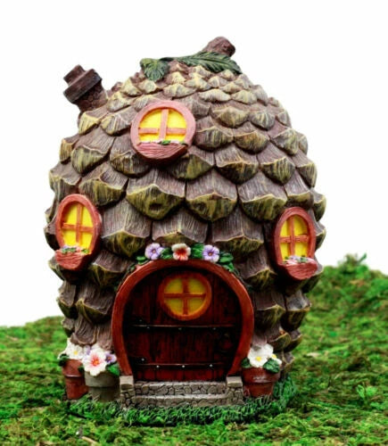 Enchanted Fairy Garden Miniature Halloween Cozy Pinecone Cottage House Figurine-1