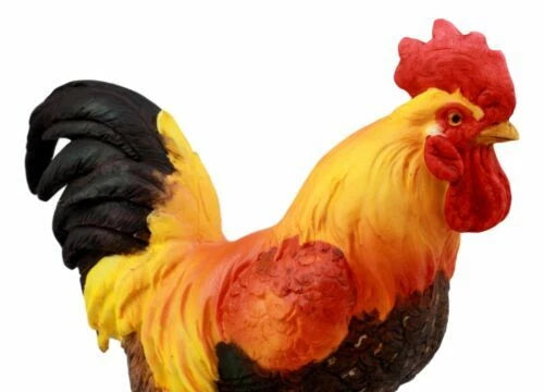 Estatua de gallo y gallina campestre orgullosa con base de 7.5" de alto
